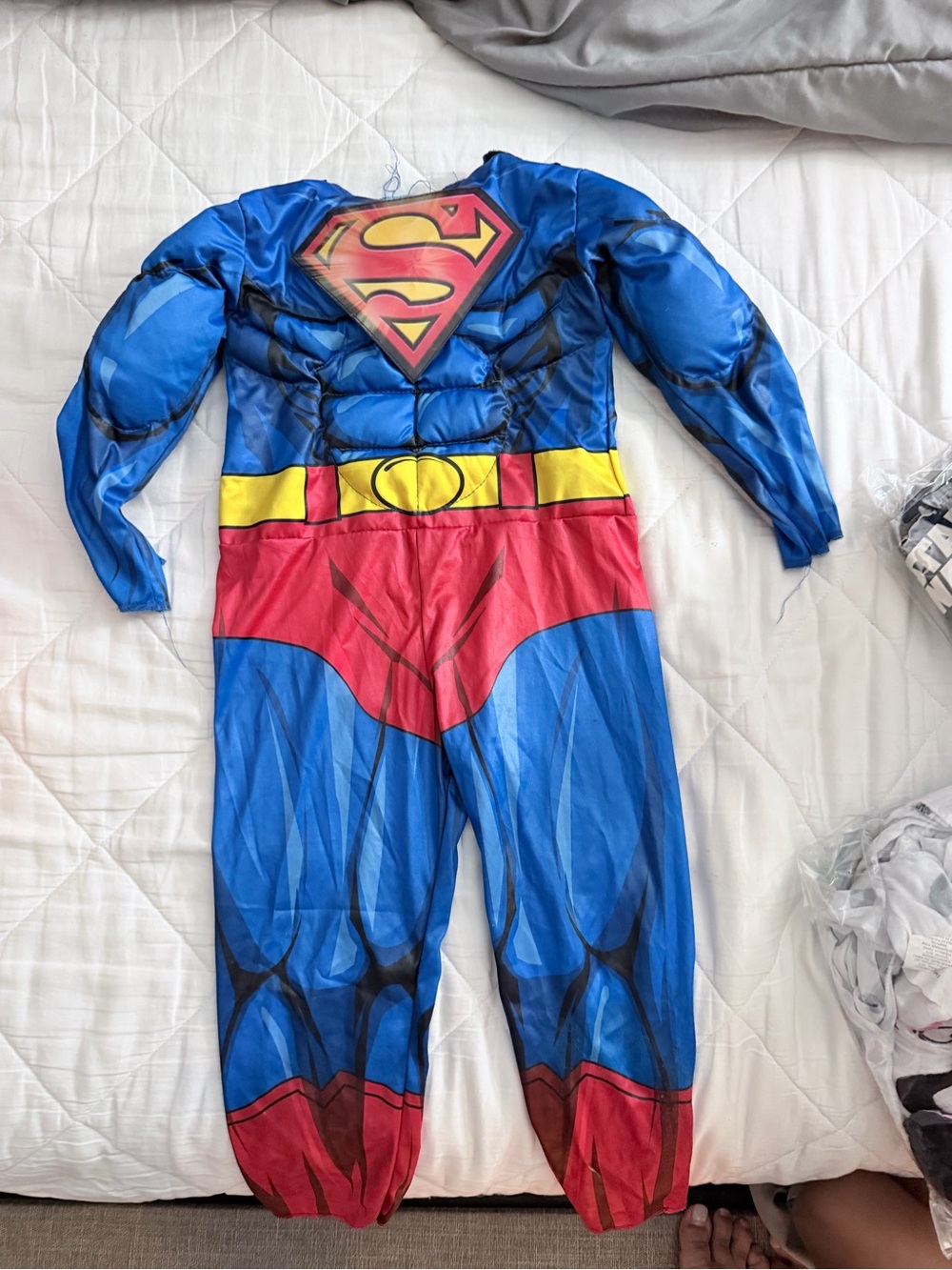 DC Superman Blue, Red & Yellow Padded Muscle Kids Costume
